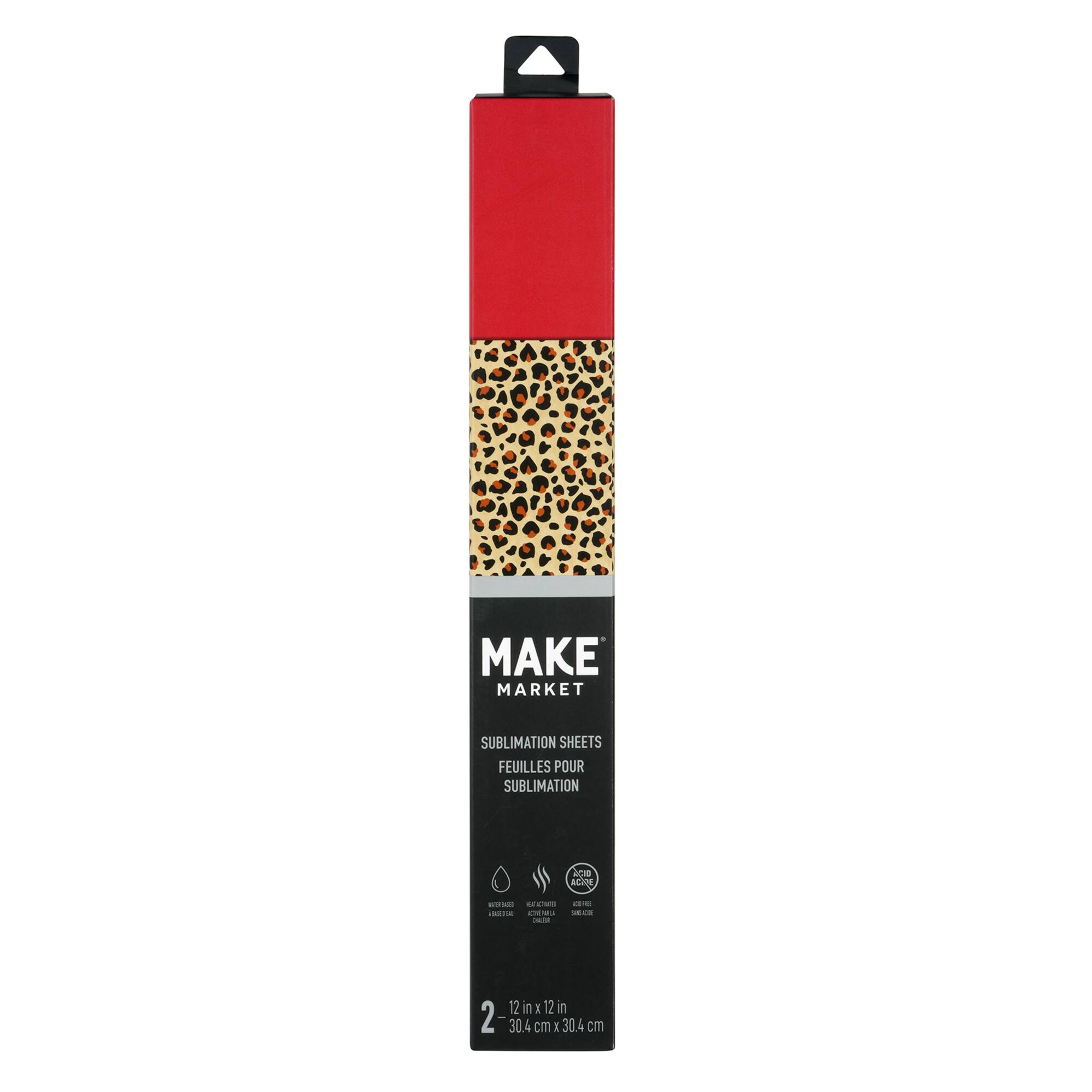 12" x 12" Classic Leopard & Red Sublimation Sheets by Make Market®
